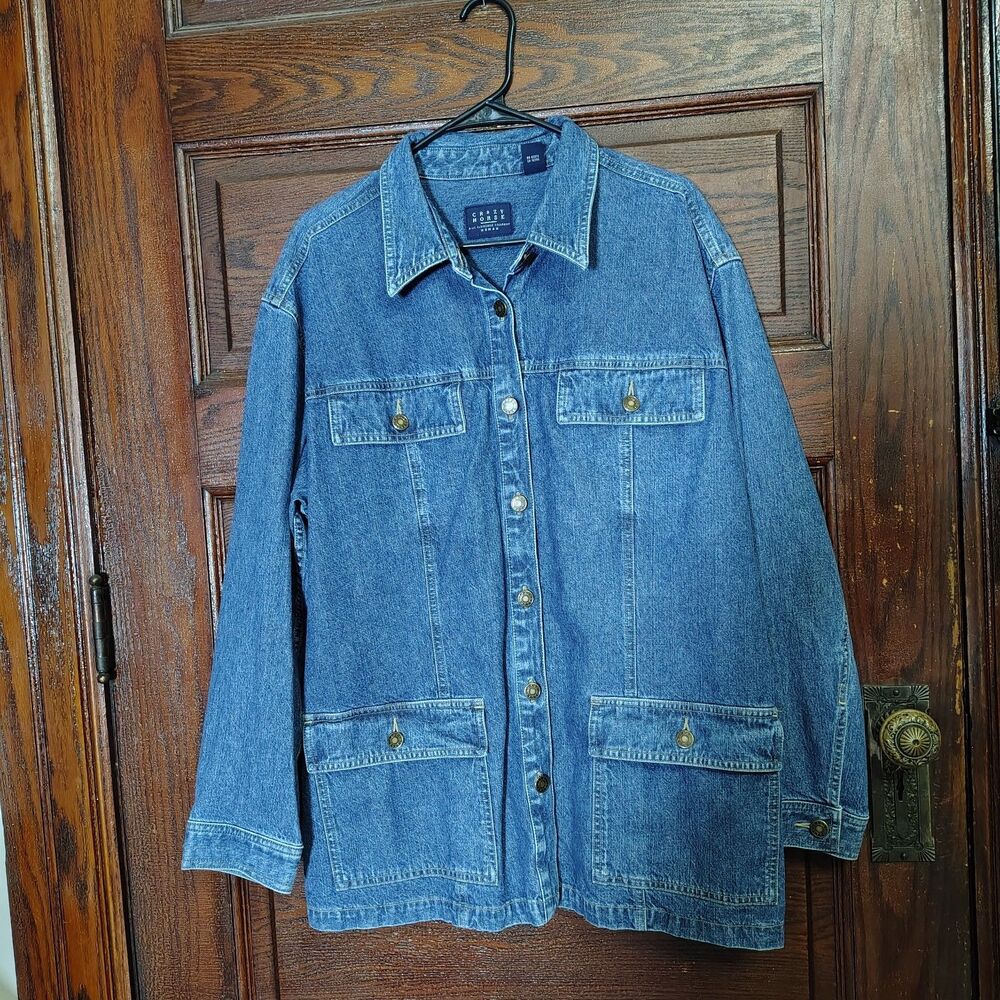 VTG Country Denim 100%Cotton Jacket Western Wmns Sz XL/XXL